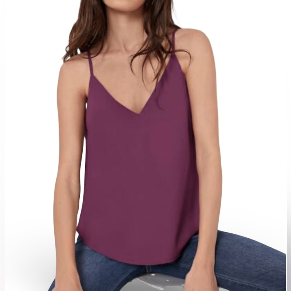 Slinky Plum Burgundy Maroon V Neck Cami Size Large